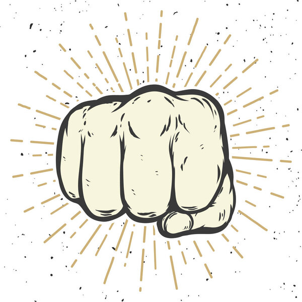 Human fist illustration on white background. Vector illustration