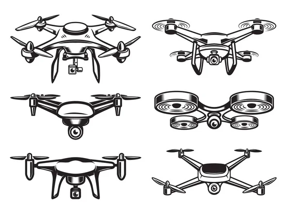 Diseño del logotipo del dron quadrocopter, emblema — Vector de stock