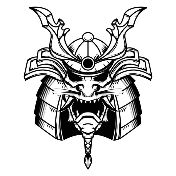 Ilustración del casco Samurai sobre fondo blanco . — Vector de stock