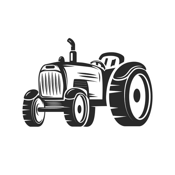 農家のトラクターです。ラベル、紋章、記号、バッジのデザイン要素です。ベクトル図 — ストックベクタ