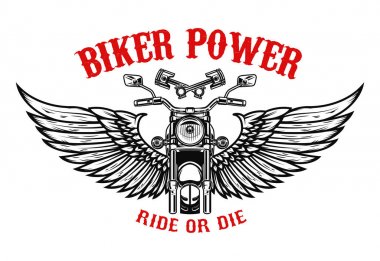 Kanatlı motosiklet. Afiş, el ilanı, afiş tasarım öğeleri. Vektör çizim