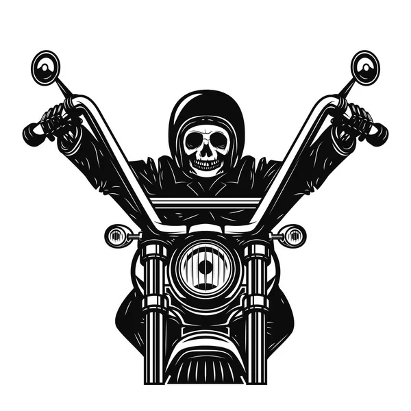 Toter auf dem Motorrad. Motorrad-Rennfahrer. Gestaltungselement für Plakat, Emblem, Schild. Vektorillustration — Stockvektor