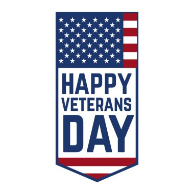 Beyaz arka plan üzerinde izole mutlu Gaziler günü amblemi şablonu. Tasarım öğesi etiket, arma, işaret, poster için. Vektör çizim