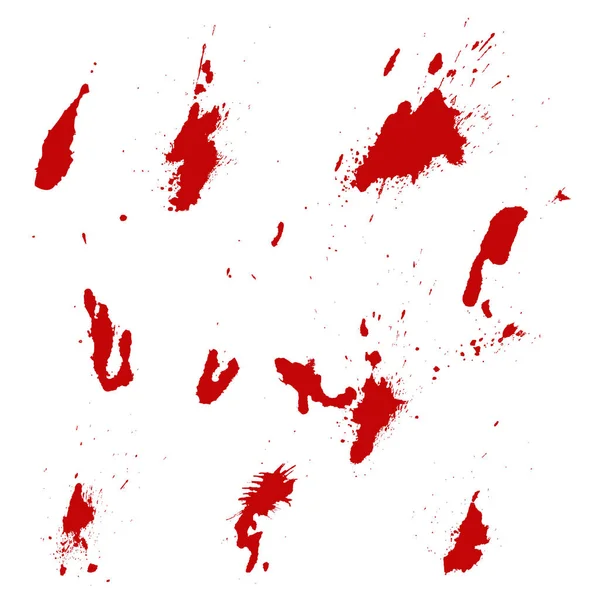 Conjunto de salpicaduras de sangre aisladas sobre fondo blanco. Ilustración vectorial — Vector de stock