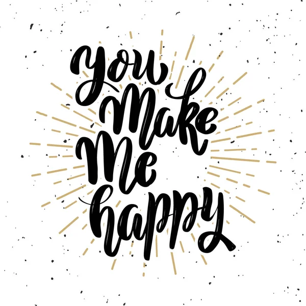 Tu mi rendi felice. citazione lettering motivazione disegnato a mano . — Vettoriale Stock