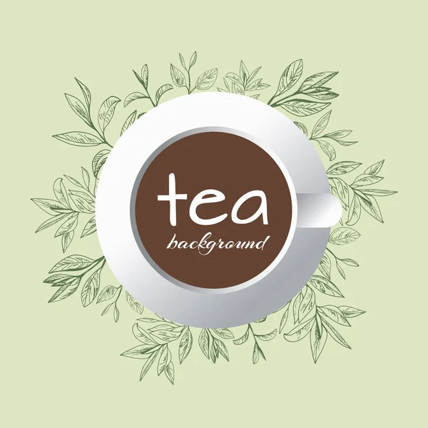 çay logo vektör arka plan ile boyalı yaprak çay