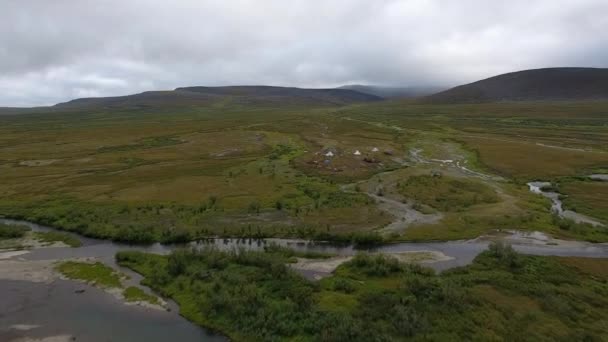 Imagens São Tiradas Drone Descolar Tundra Círculo Ártico Você Pode — Vídeo de Stock