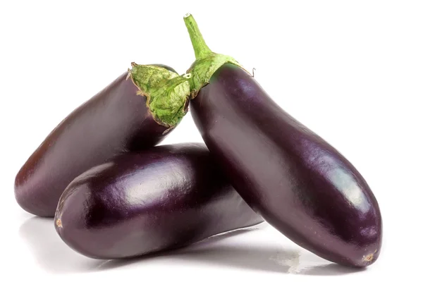 Three eggplant isolated on white background macro — Stock Photo, Image