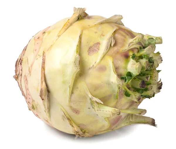 Fresh cabbage kohlrabi isolated on white background closeup — Stock Photo, Image