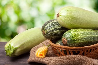 yeşil kabak ve çul bulanık bir arka plan üzerinde kabak