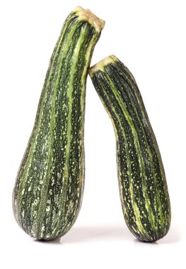 Beyaz arka plan üzerinde izole iki yeşil kabak