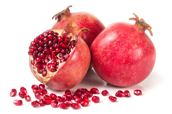 Three pomegranate isolated on a white background — Stock Photo, Image