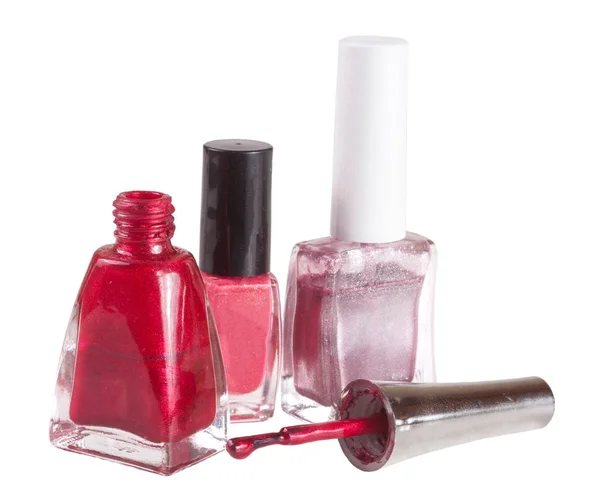 Three nail polish bottle on white background — Stock Photo, Image