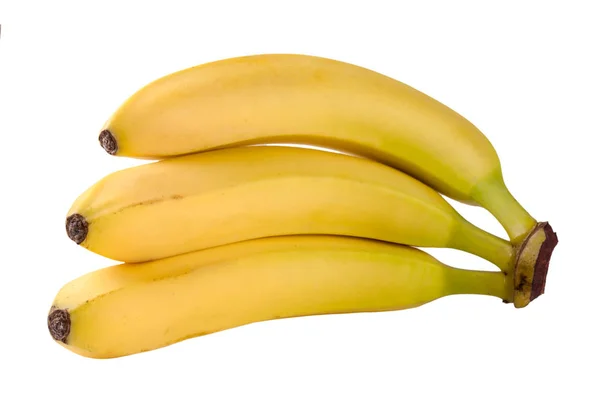 Τρεις κίτρινων μπανανών που απομονώνονται σε λευκό φόντο — Φωτογραφία Αρχείου