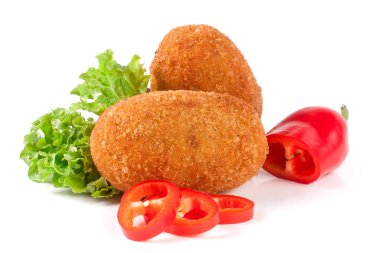 iki kızarmış ekmekli göğsü beyaz arka plan üzerinde izole marul ile