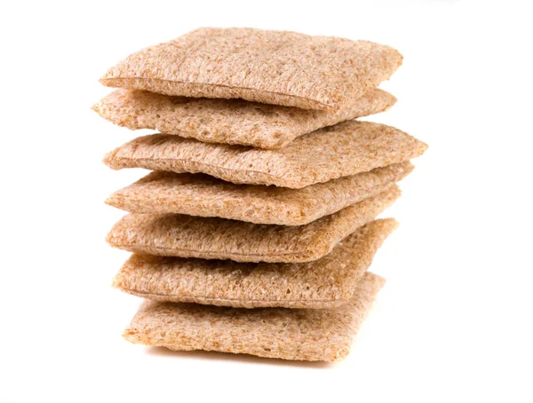 Stack of crisp bread isolated on white background — Stock Photo, Image