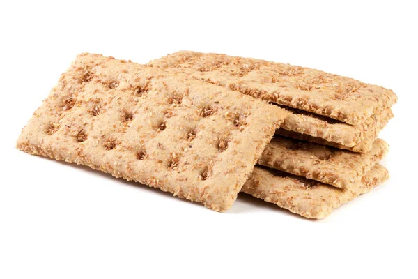 Stapel graan crispbreads geïsoleerd op witte achtergrond — Stockfoto