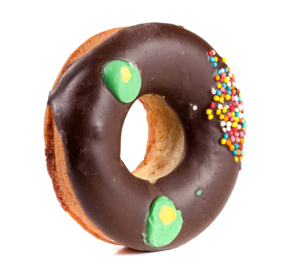 흰색 배경에 고립의 유약된 도넛 한 개 — 스톡 사진