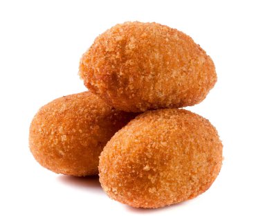 üç kızarmış ekmekli pirzola beyaz arka plan üzerinde izole