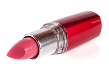 Pembe ruj beyaz arka plan closeup izole