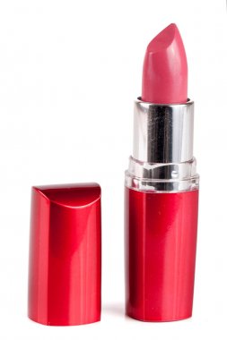 Pembe ruj beyaz arka plan closeup izole