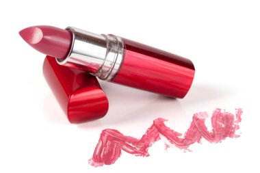 Pembe ruj beyaz arka plan closeup izole