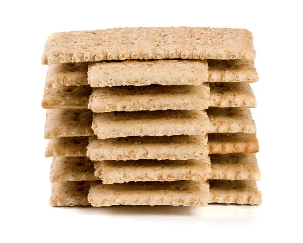 흰색 배경에 고립 된 곡물 crispbreads의 스택 — 스톡 사진