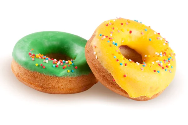 Zwei glasierte Donut isoliert auf weißem Hintergrund — Stockfoto