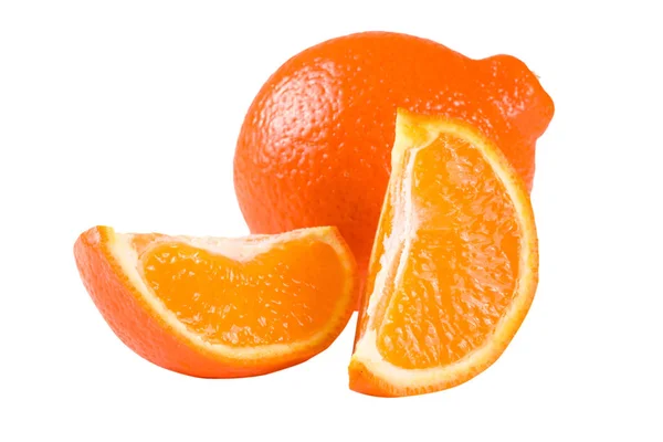 Mandarino arancio o Mineola con fette isolate su fondo bianco — Foto Stock