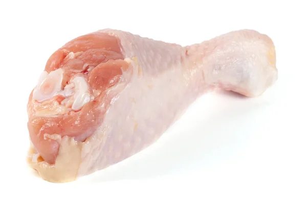 One raw chicken drumstick isolated on white background — Stock Photo, Image