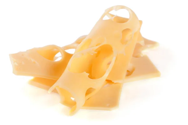 ホワイト バック グラウンド素材に分離されたチーズ スライス — ストック写真