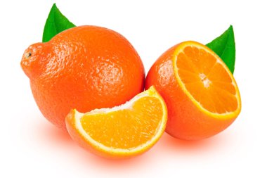 mandalina veya Mineola beyaz arka plan üzerinde izole yaprak ile