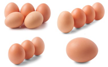 Yumurta beyaz arka plan üzerinde izole. Küme veya koleksiyonu