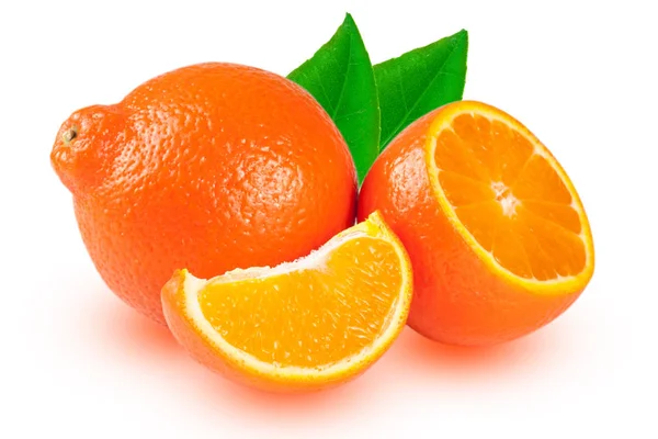 Tangerine or Mineola with leaf isolated on white background — Stock Photo, Image