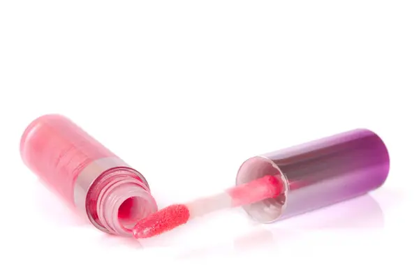 Pink lip gloss isolated on white background — Stock Photo, Image