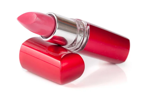 Pink lipstick isolated on white background closeup — Stock Photo, Image