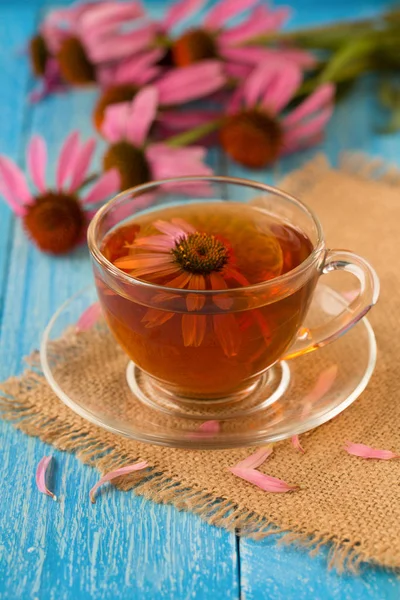 Ekinezya çay mavi ahşap tablo