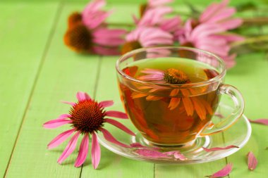 Ekinezya çay yeşil ahşap tablo