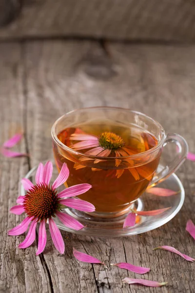 Kopje echinacea thee op oude houten tafel — Stockfoto