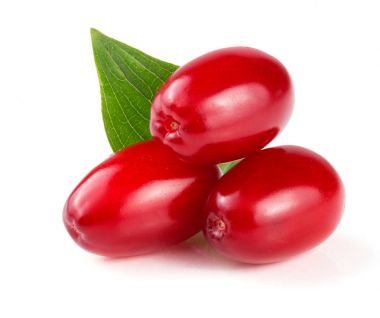 Beyaz arka plan üzerinde izole yaprak ile kızılcık berry