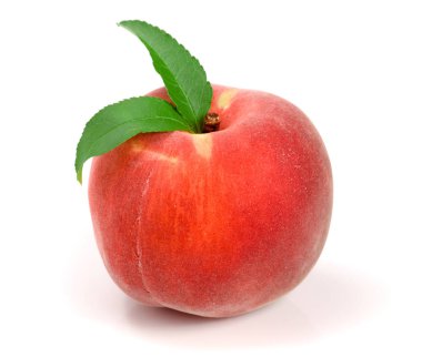 Beyaz zemin üzerinde yaprak izole şeftali