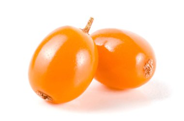 Beyaz arka plan makro'izole Seabuckthorn çilek