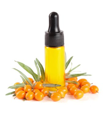 Deniz topalak yağı çilek ve beyaz arka plan üzerinde izole yaprakları ile