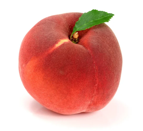 Beyaz zemin üzerinde yaprak izole şeftali