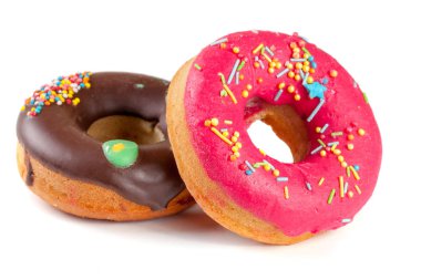 Beyaz arka plan üzerinde izole iki sırlı çörek