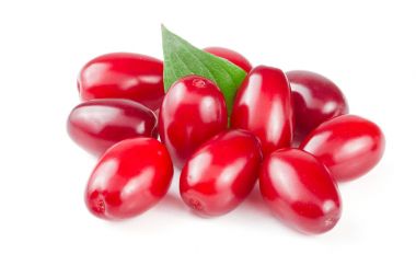 Beyaz arka plan üzerinde izole yaprak ile kızılcık berry