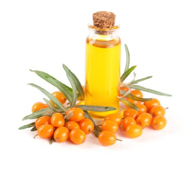 Deniz topalak yağı çilek ve beyaz arka plan üzerinde izole yaprakları ile