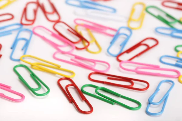 Colorful paper clips isolated on white background — Stock Photo, Image