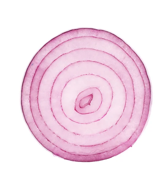 Sliced red onion ring isolated on white background. Top view — Stock Photo, Image