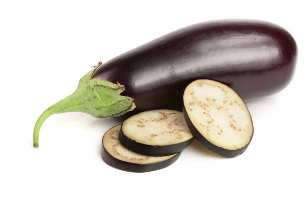 Sliced eggplant or aubergine vegetable isolated on white background — Stock Photo, Image